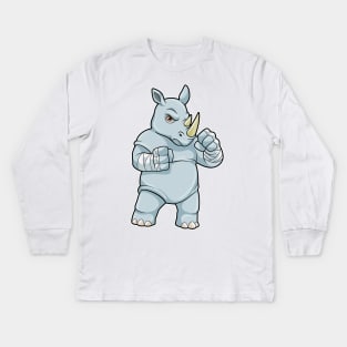 Rhino as Boxer at Boxing Kids Long Sleeve T-Shirt